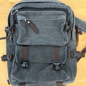 Washed Black Canvas Backpack